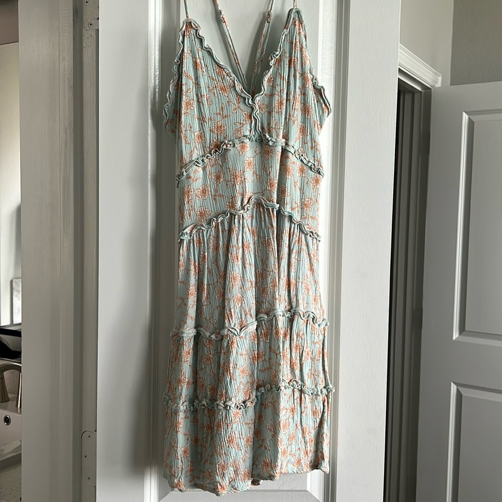 Light blue and orange floral dress